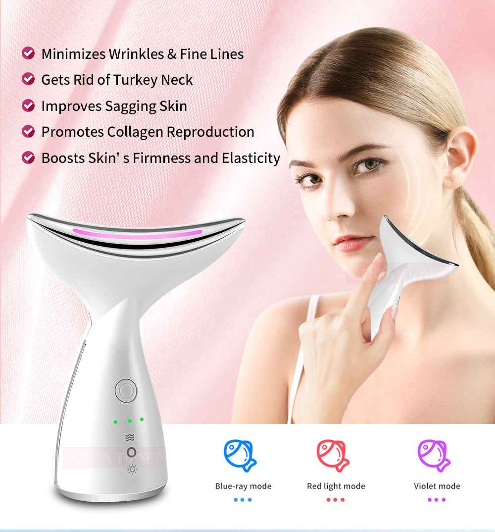 Total Body Skin Tightening and Lifting Device for Neck, Face, Arms, and Legs | Uses 3 LED Light, Vibration, Heat