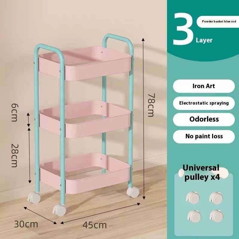Multifunctional Rolling Storage Rack | 2, 3, or 4 Tier Mobile Utility Cart Organizer for Kitchen & Bedroom