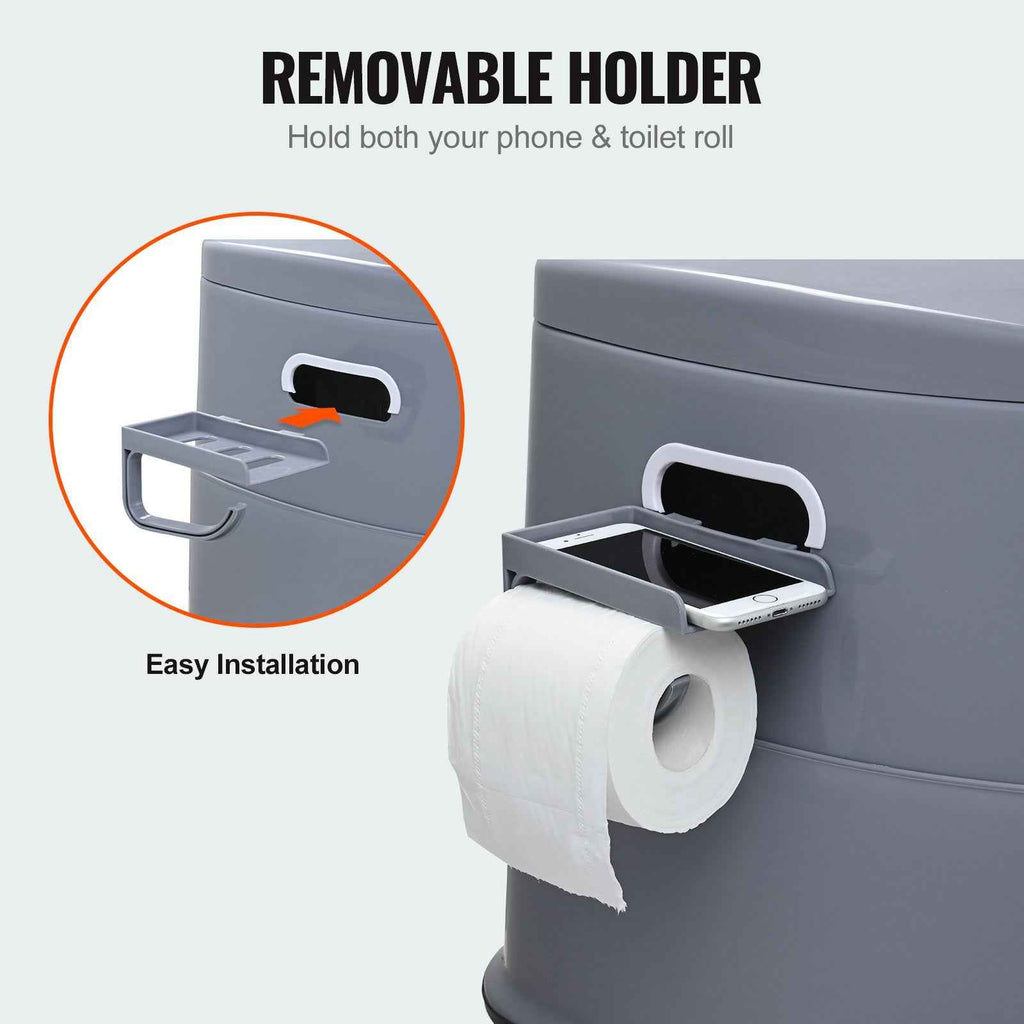 VEVOR Portable Camping Toilet & Porta Potty – 1.3 Gal Detachable Bucket, Dual Lids, 300 lbs Capacity Travel Commode for Adults, Kids, RV & Road Trips