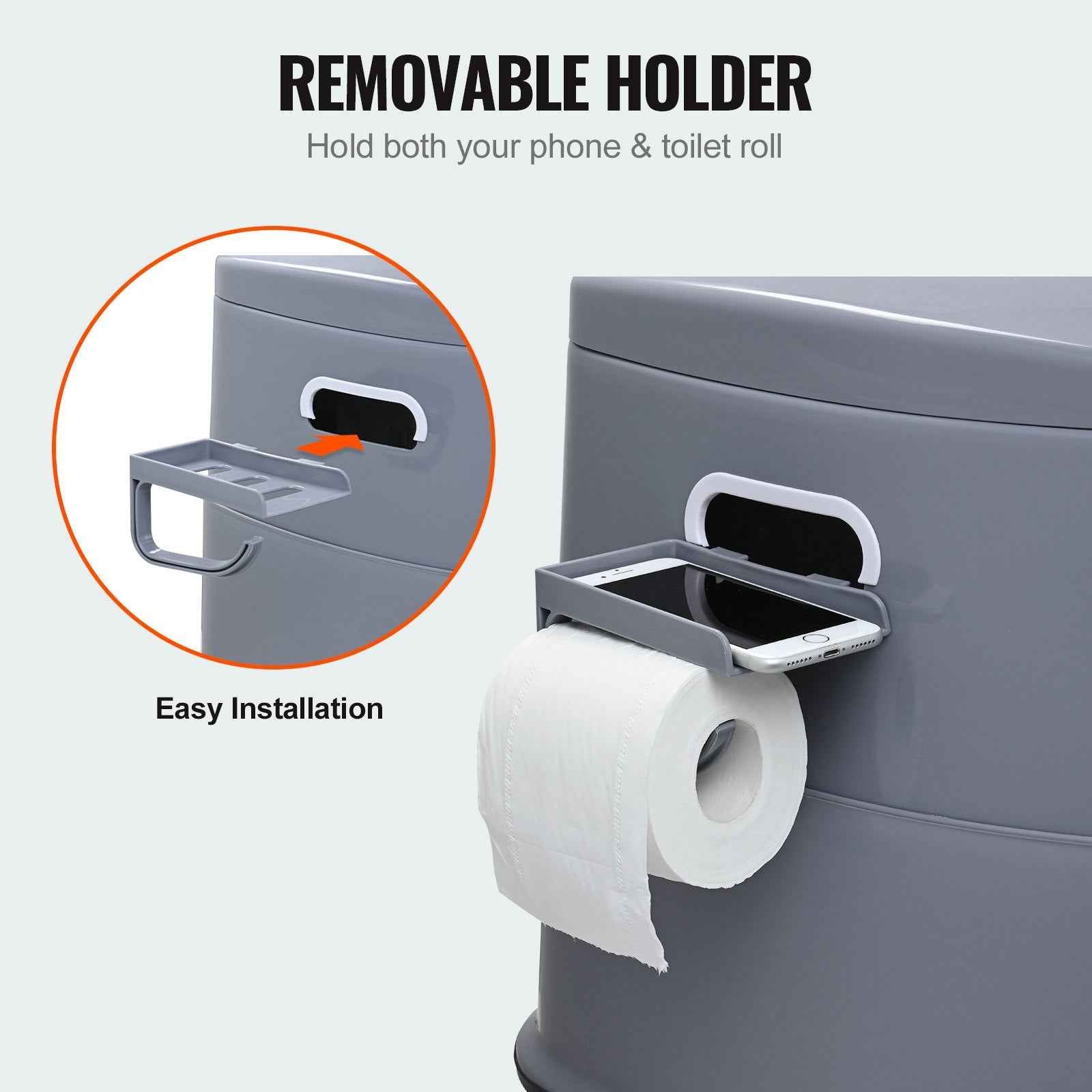 VEVOR Portable Camping Toilet & Porta Potty – 1.3 Gal Detachable Bucket, Dual Lids, 300 lbs Capacity Travel Commode for Adults, Kids, RV & Road Trips