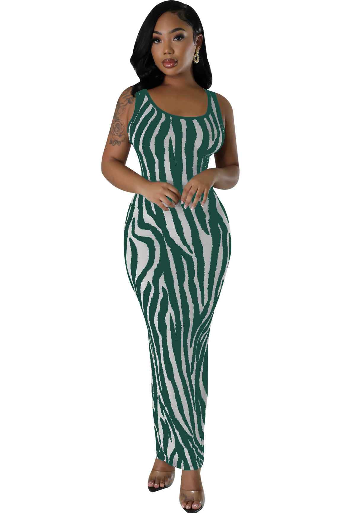 Chic Women's Zebra-Print Bodycon Cocktail Dress | Chic Animal Print Clubwear
