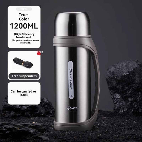 40.58oz Large Insulated Travel Mug | Double-Lid Stainless Steel Water Bottle