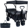 140L Collapsible Folding Wagon Cart with Removable Canopy, All-Terrain Wheels & Cooler Bag
