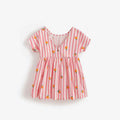 Girls 100% Cotton Short-Sleeve Dress | Round-Neck Casual Wear