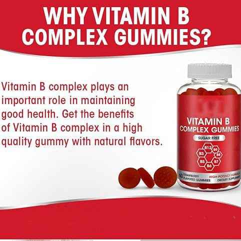 B-Complex Vitamin Gummies, with Methylated B12, Methyl folate & Vitamin C, Energy & Metabolism Support, Vegan, 60 Count