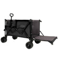 Foldable Wagon With Extended Tailgate - Extra Long Extender Utility & Beach Cart, Heavy Duty 480LBS, Large All-Terrain Wheels, Black-Gray