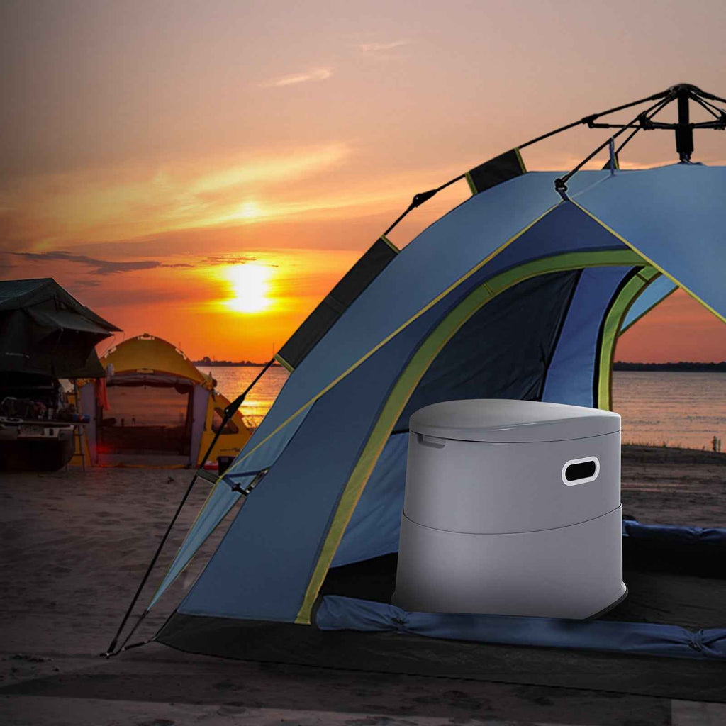 VEVOR Portable Camping Toilet & Porta Potty – 1.3 Gal Detachable Bucket, Dual Lids, 300 lbs Capacity Travel Commode for Adults, Kids, RV & Road Trips
