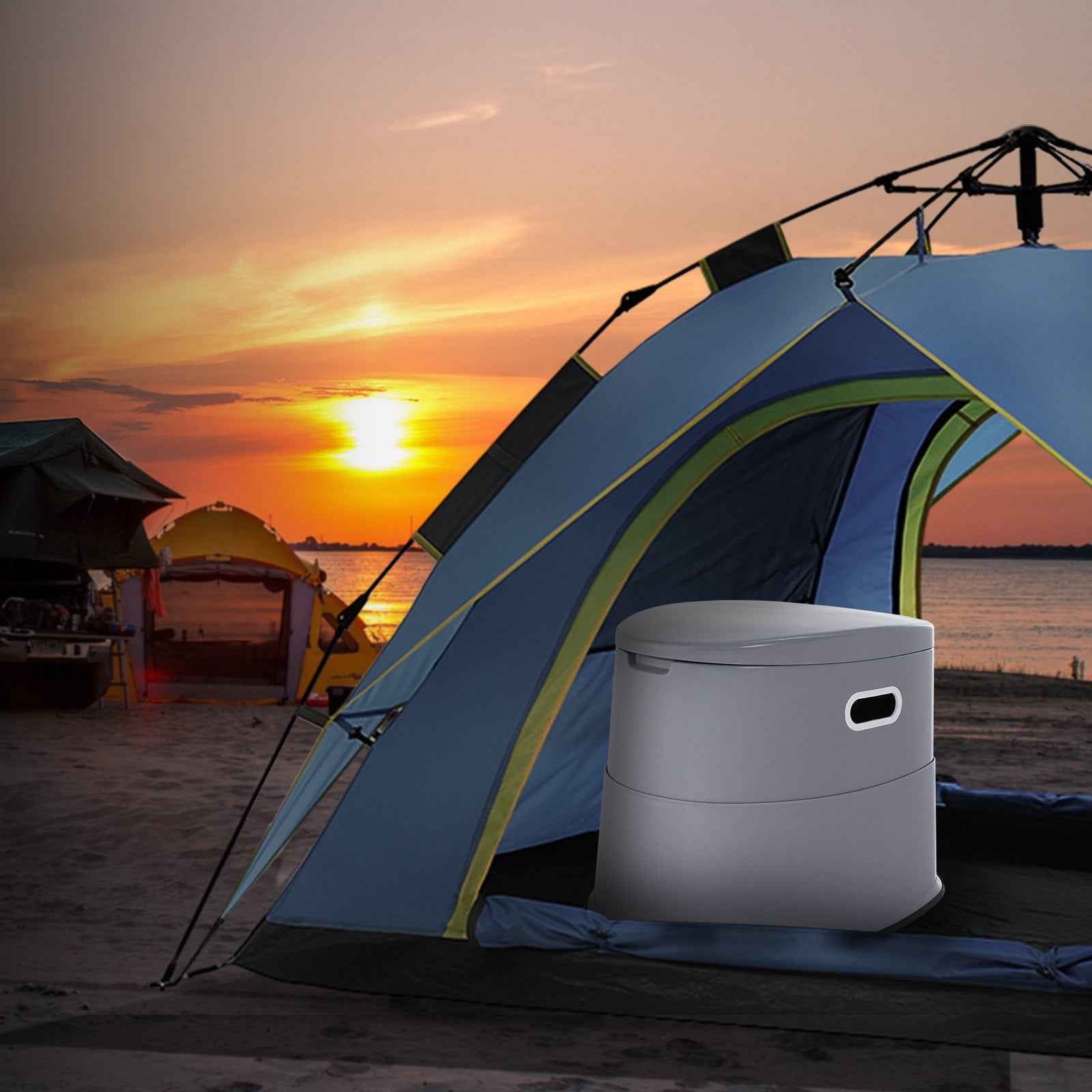 VEVOR Portable Camping Toilet & Porta Potty – 1.3 Gal Detachable Bucket, Dual Lids, 300 lbs Capacity Travel Commode for Adults, Kids, RV & Road Trips