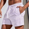 Men's 3D Striped Print Shorts Summer Casual Lightweight Beach Pants