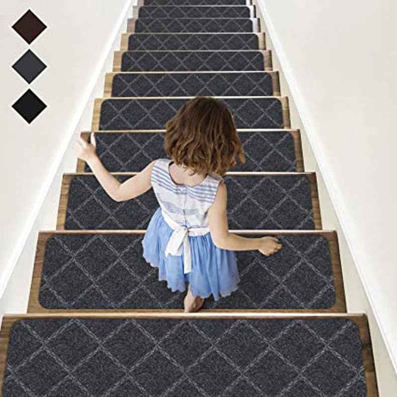 Non-Slip Carpet Stair Treads for Wooden Steps – Peel & Stick Anti-Skid Safety Mats for Kids, Elders & Pets