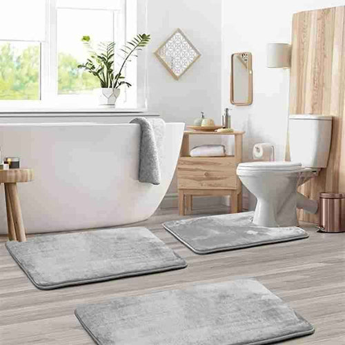 3-Piece Non-Slip Coral Fleece Bathroom Rug & Toilet Mat Set – Ultra-Absorbent & Machine Washable
