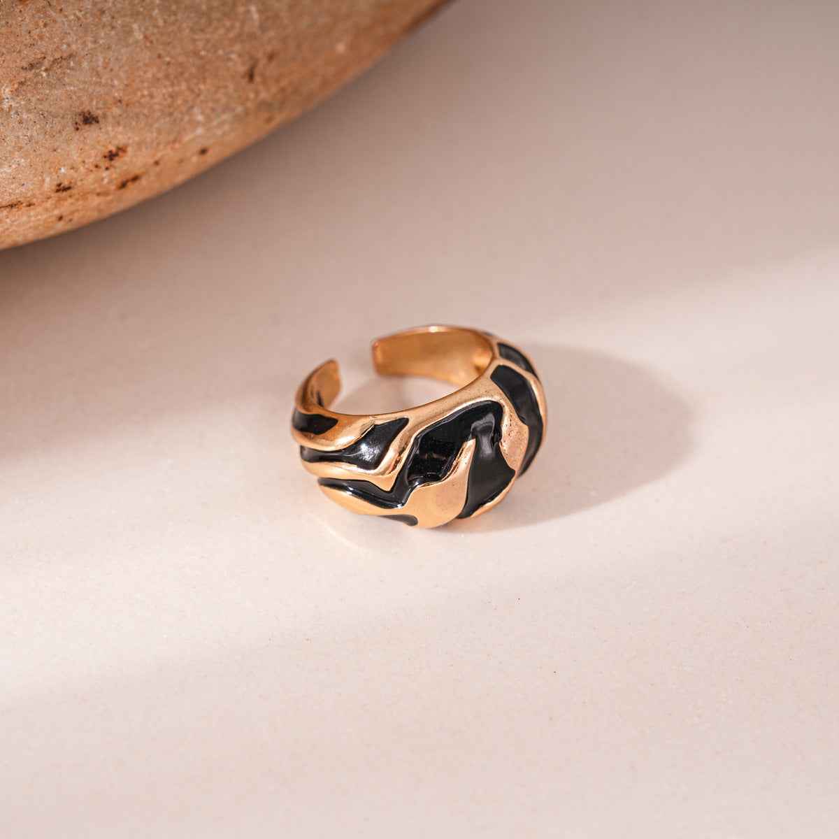 Adjustable Open Ring with Irregular Oil-Drip Gloss Finish