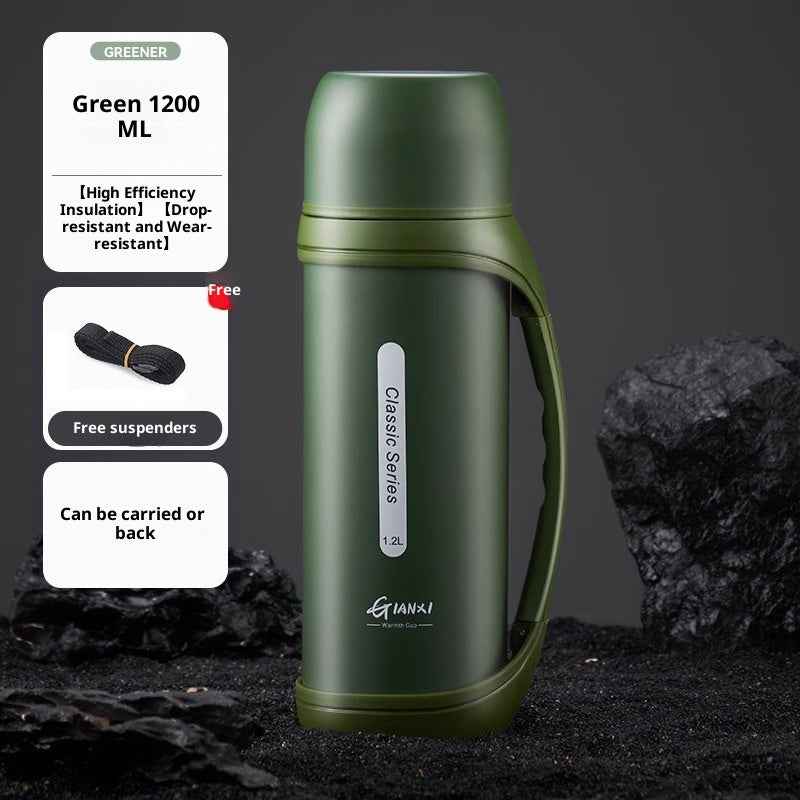 40.58oz Large Insulated Travel Mug | Double-Lid Stainless Steel Water Bottle