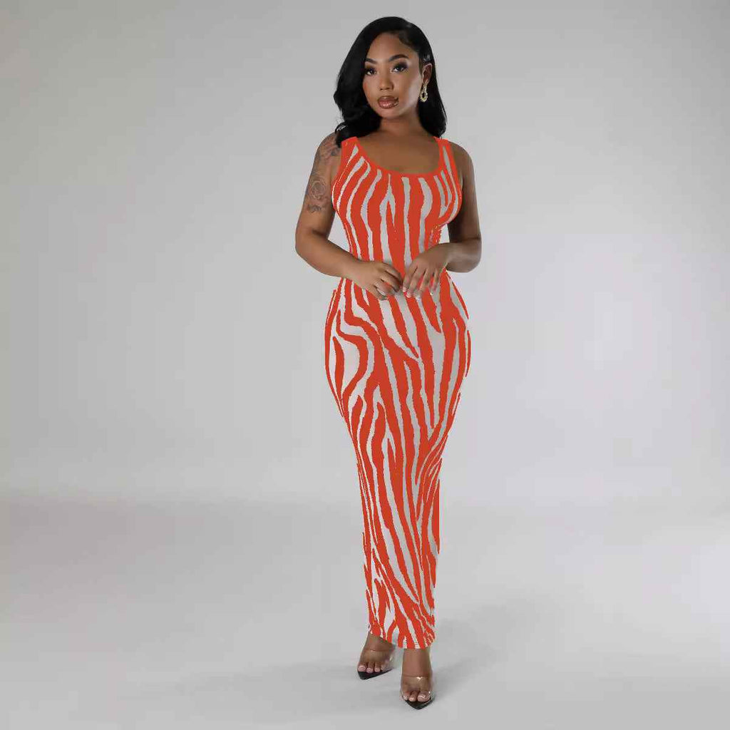 Chic Women's Zebra-Print Bodycon Cocktail Dress | Chic Animal Print Clubwear