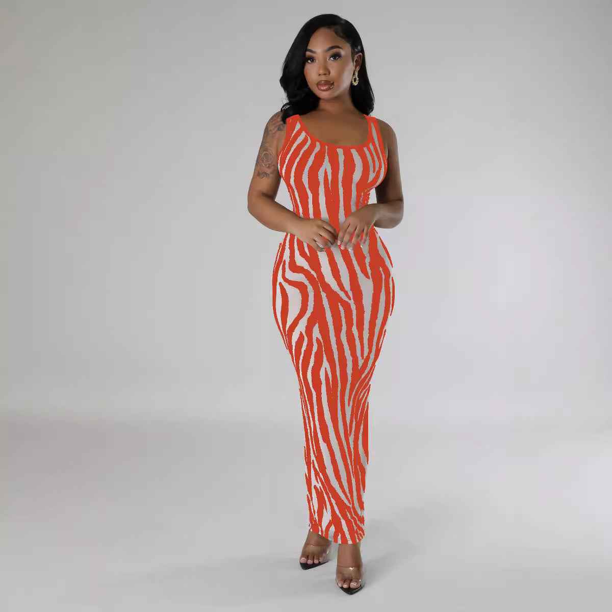Chic Women's Zebra-Print Bodycon Cocktail Dress | Chic Animal Print Clubwear