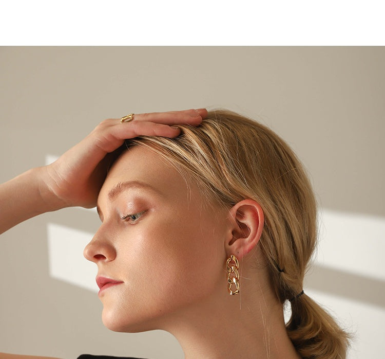 Metal Chain Earrings Circle Women's Cold Wind Simple - Shop NCLC
