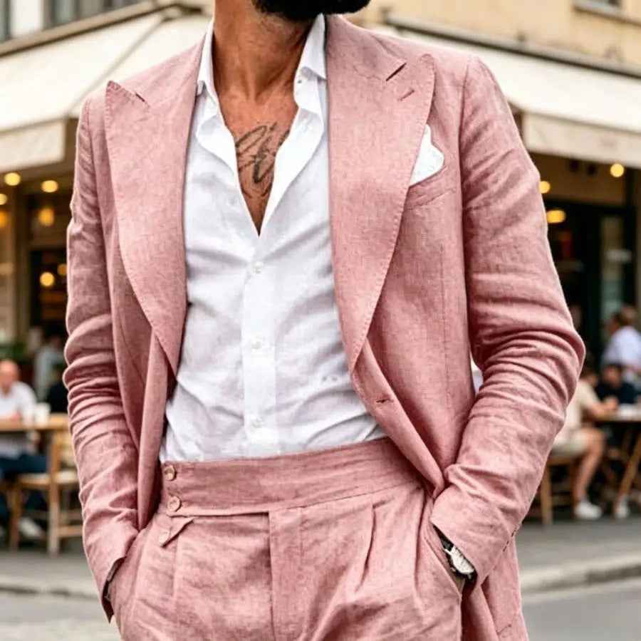 Men's Retro Two-Piece Suit Set | Vintage-Inspired Simple Blazer & Trousers