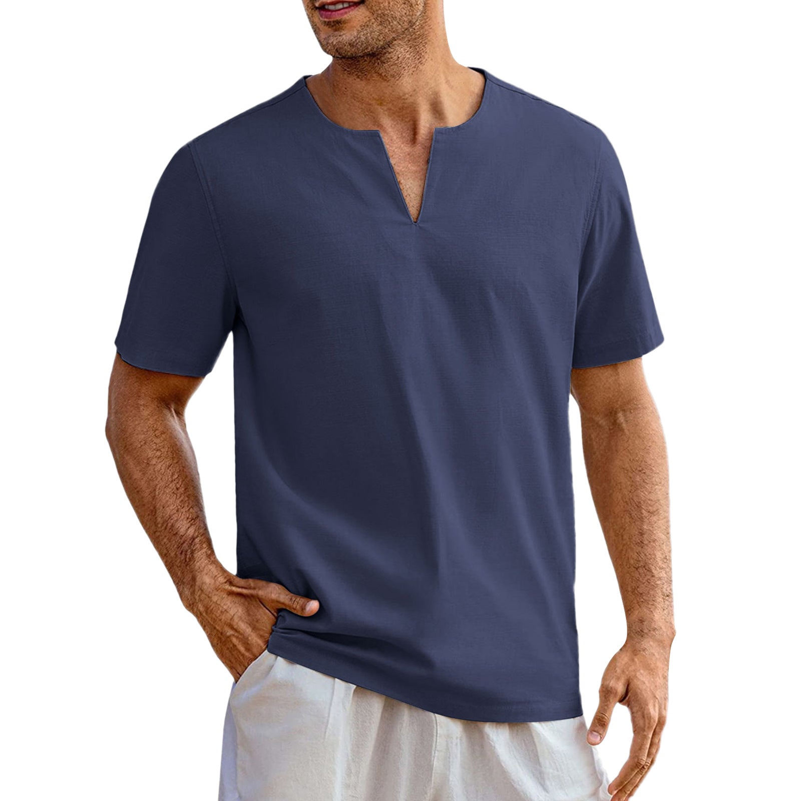 Men's Solid Color Short Sleeve Casual Shirt - Shop NCLC