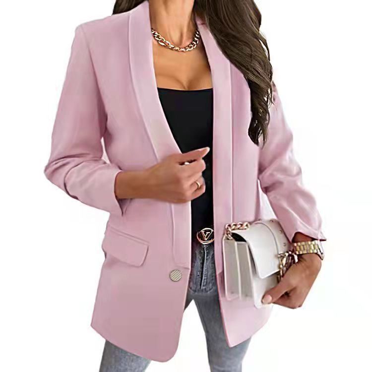 Women's Fashion Solid Color Lapel Button Slim Fit Blazer - Shop NCLC