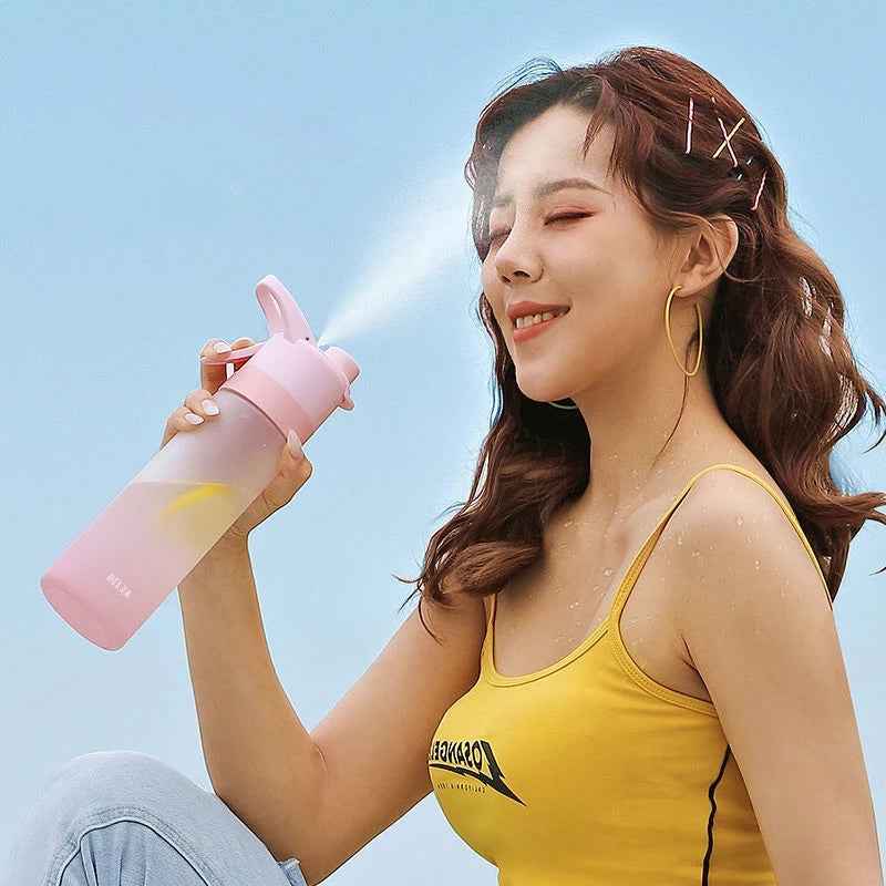 Sports Water Bottle with Spray Mist Portable Lightweight Drinking Cup for Cooling Outdoor Fitness Gym Hiking Travel Supplies