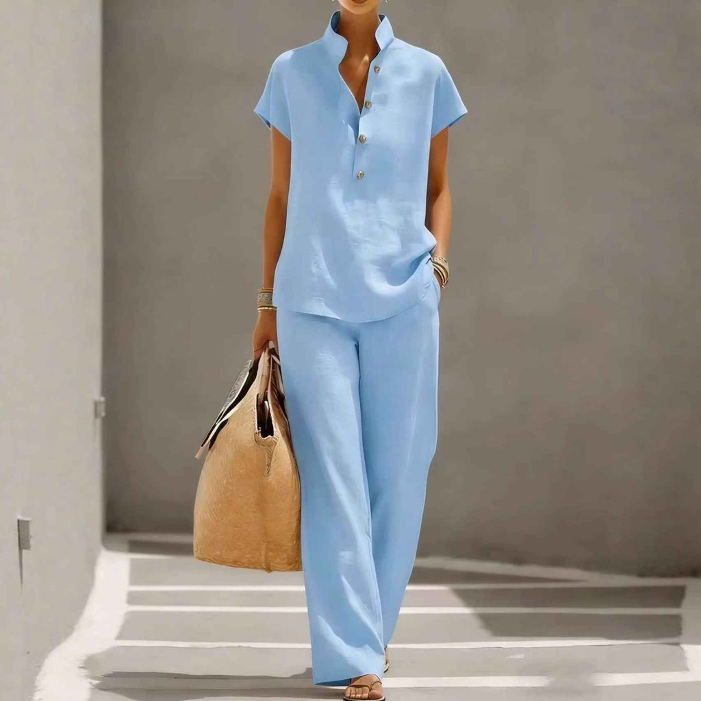 Women's Casual Short-Sleeve Pants Set