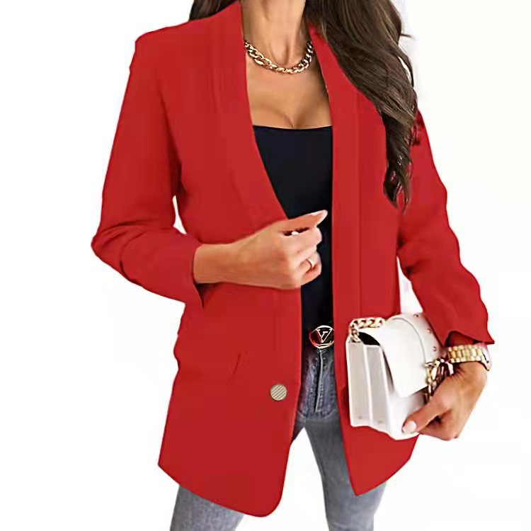 Women's Fashion Solid Color Lapel Button Slim Fit Blazer - Shop NCLC