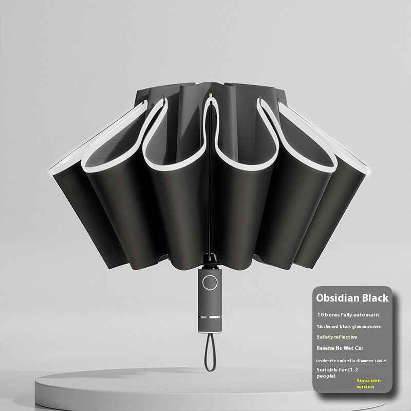 Fully Automatic Reverse Umbrella | UPF 50+ UV Sun & Rain Protection | Windproof Compact Folding Parasol