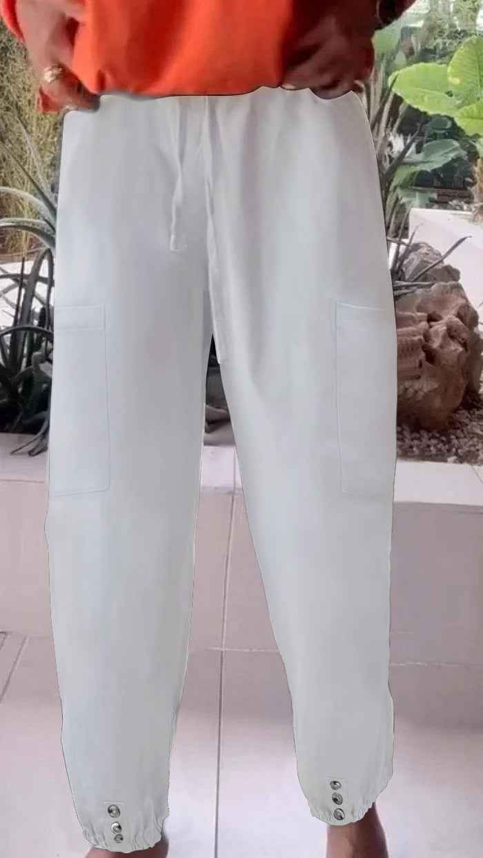 Women's High-Waisted Cropped Wide-Leg Pants - Loose Fit Tapered Trousers