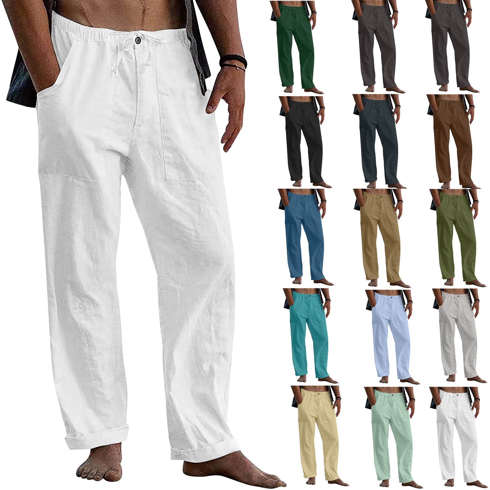 Drawstring Casual Pants Summer Solid Color Trousers - Shop NCLC