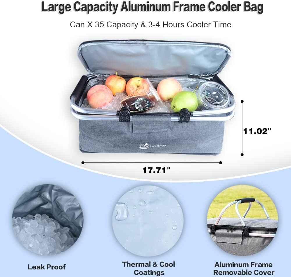 140L Collapsible Folding Wagon Cart with Removable Canopy, All-Terrain Wheels & Cooler Bag