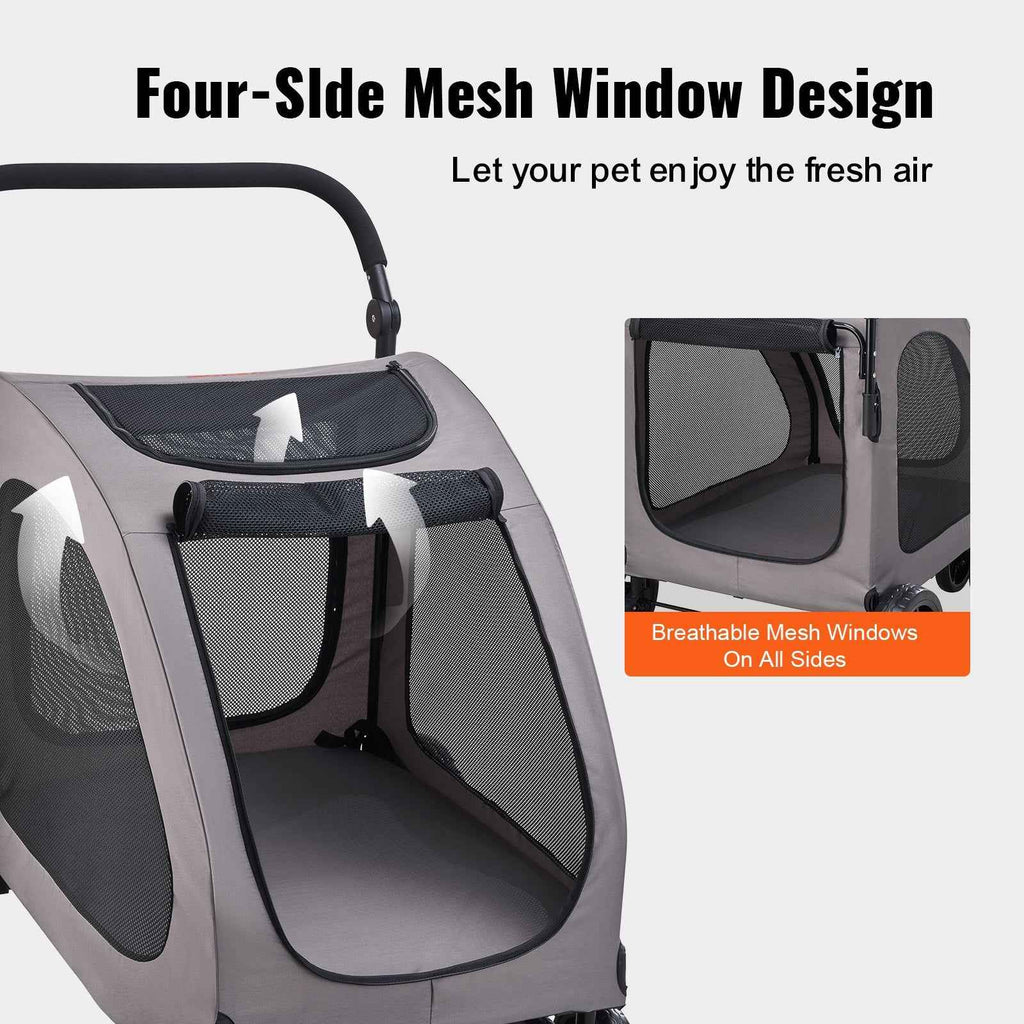 4-Wheel Heavy Duty Dog Stroller | 160lbs Capacity Portable Pet Carrier
