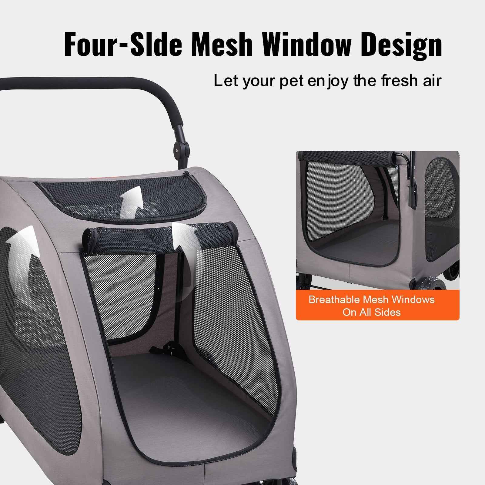 4-Wheel Heavy Duty Dog Stroller | 160lbs Capacity Portable Pet Carrier