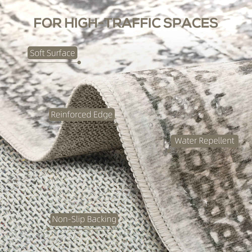 6x9 Boho Area Rug - Machine Washable Non-Slip Brown Bohemian Carpet