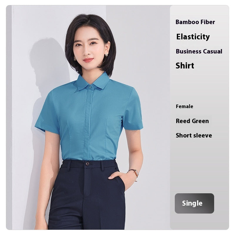 Bamboo Fiber White Shirt Men's and Women's Professional Short Sleeve - Shop NCLC
