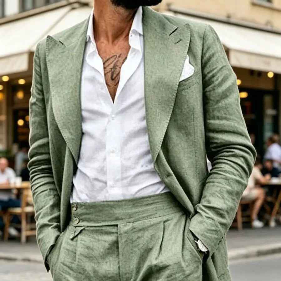 Men's Retro Two-Piece Suit Set | Vintage-Inspired Simple Blazer & Trousers
