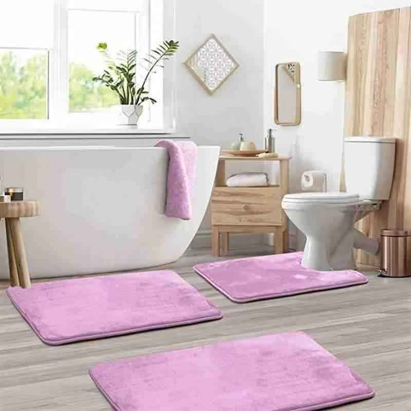 Bathroom Floor Mat Toilet Three-piece Set Coral Fleece Floor Mat