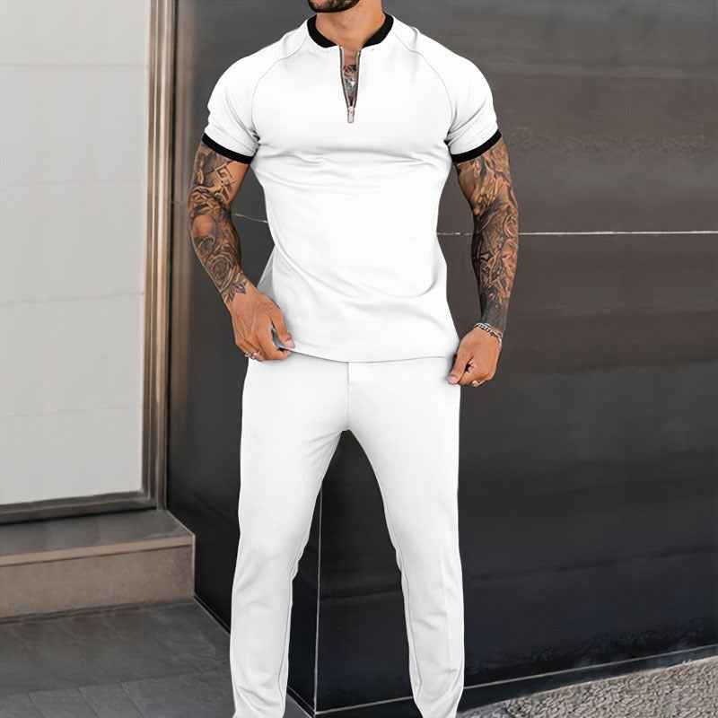 Men's Fashion Casual Slim-fit Short Sleeve Top Pants