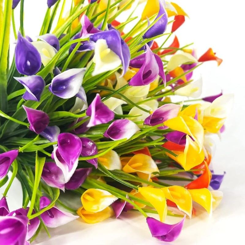 5 Bundles Artificial Calla Lilly Realistic UV Resistant Fake Flowers Artificial Plastic Long Stem Plants For Indoor Planter Home Porch Yard Spring Summer Cemetery Decor - Shop NCLC