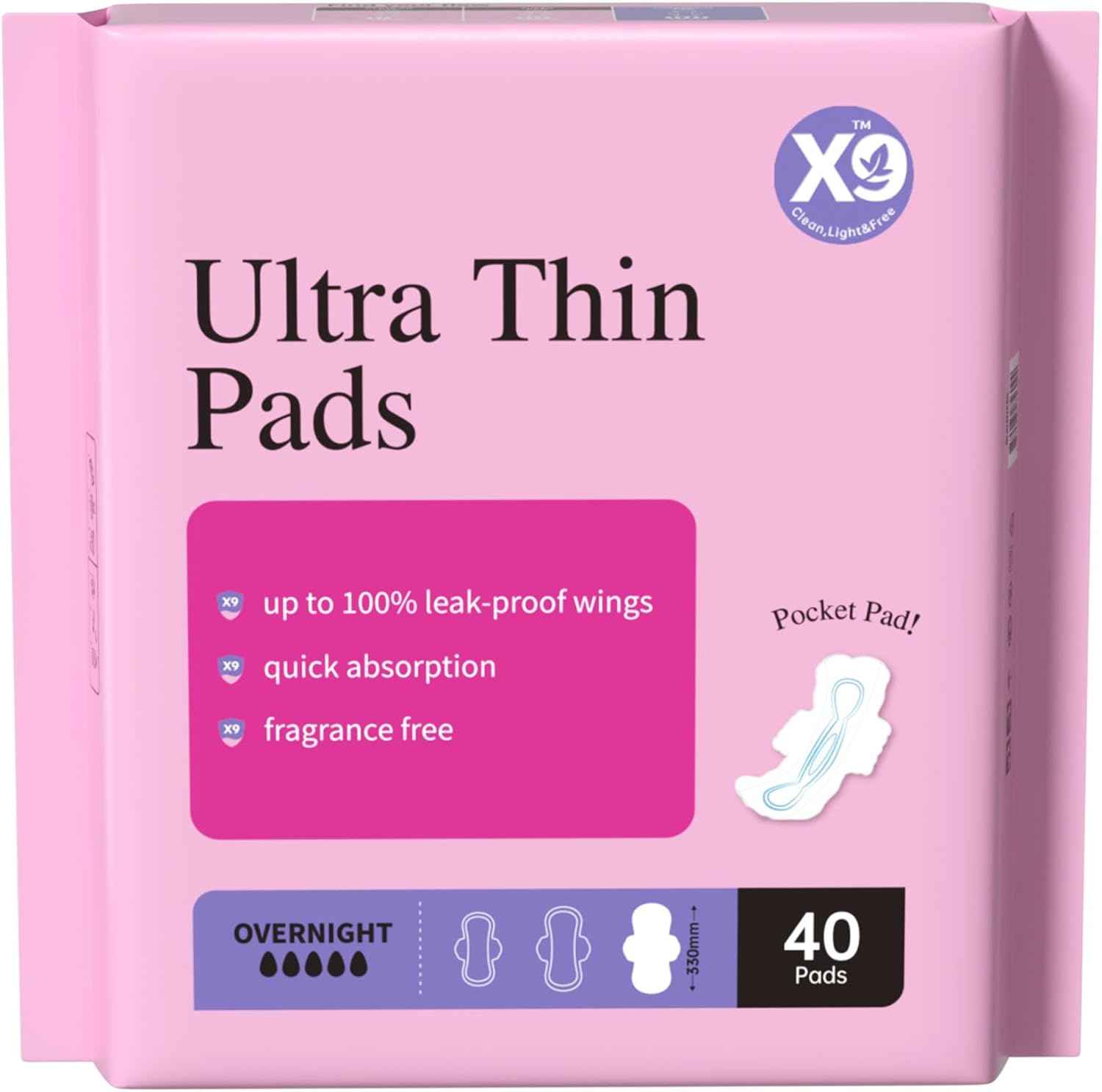 Ultra Thin Sanitary Pads with Wings, Heavy Flow Protection & Odor Control