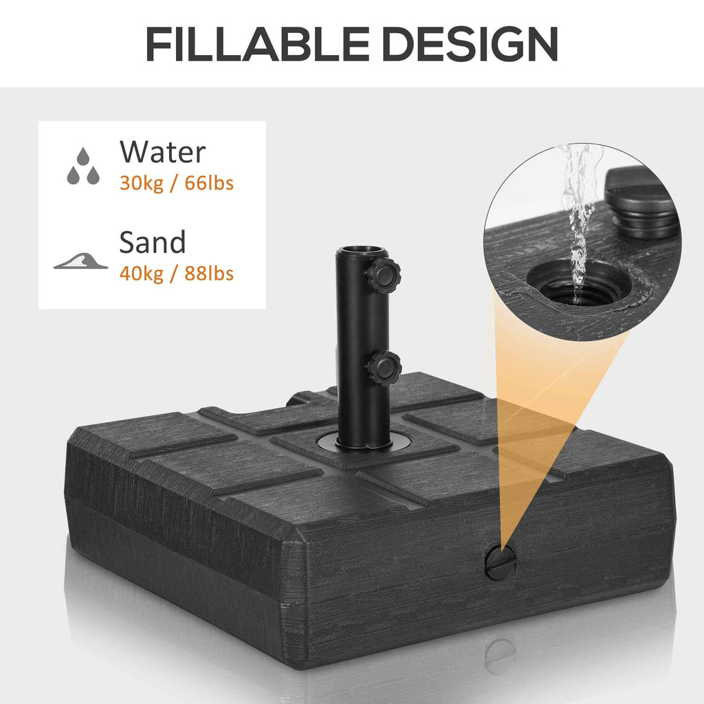 Heavy Duty Fillable Patio Umbrella Base Stand in Black – Fits 1.5" or 1.9" Umbrella Poles