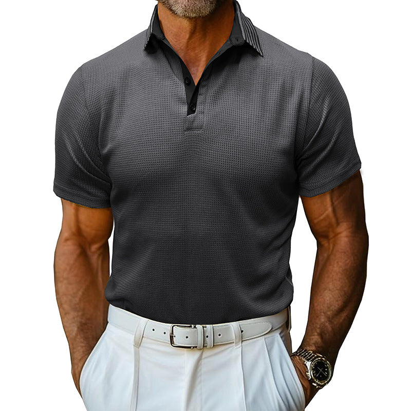 Men's Solid Color Polo Collar Casual Short Sleeve - Shop NCLC