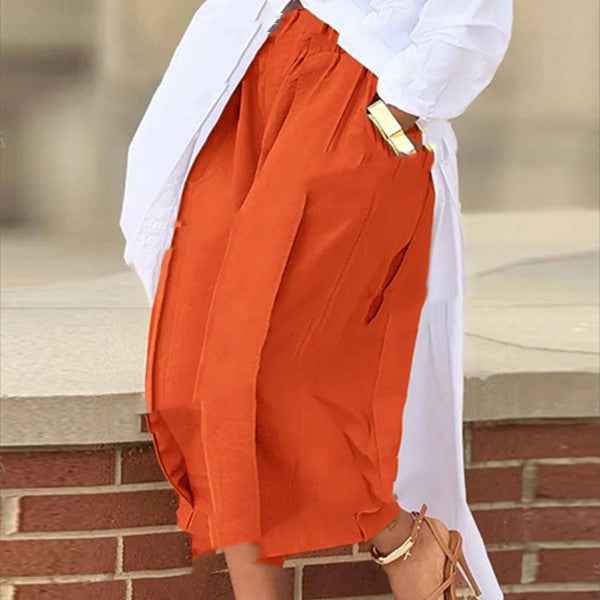 Women's Casual Cropped Wide-Leg Pants | High Elastic Waist Loose Solid Lounge Trousers