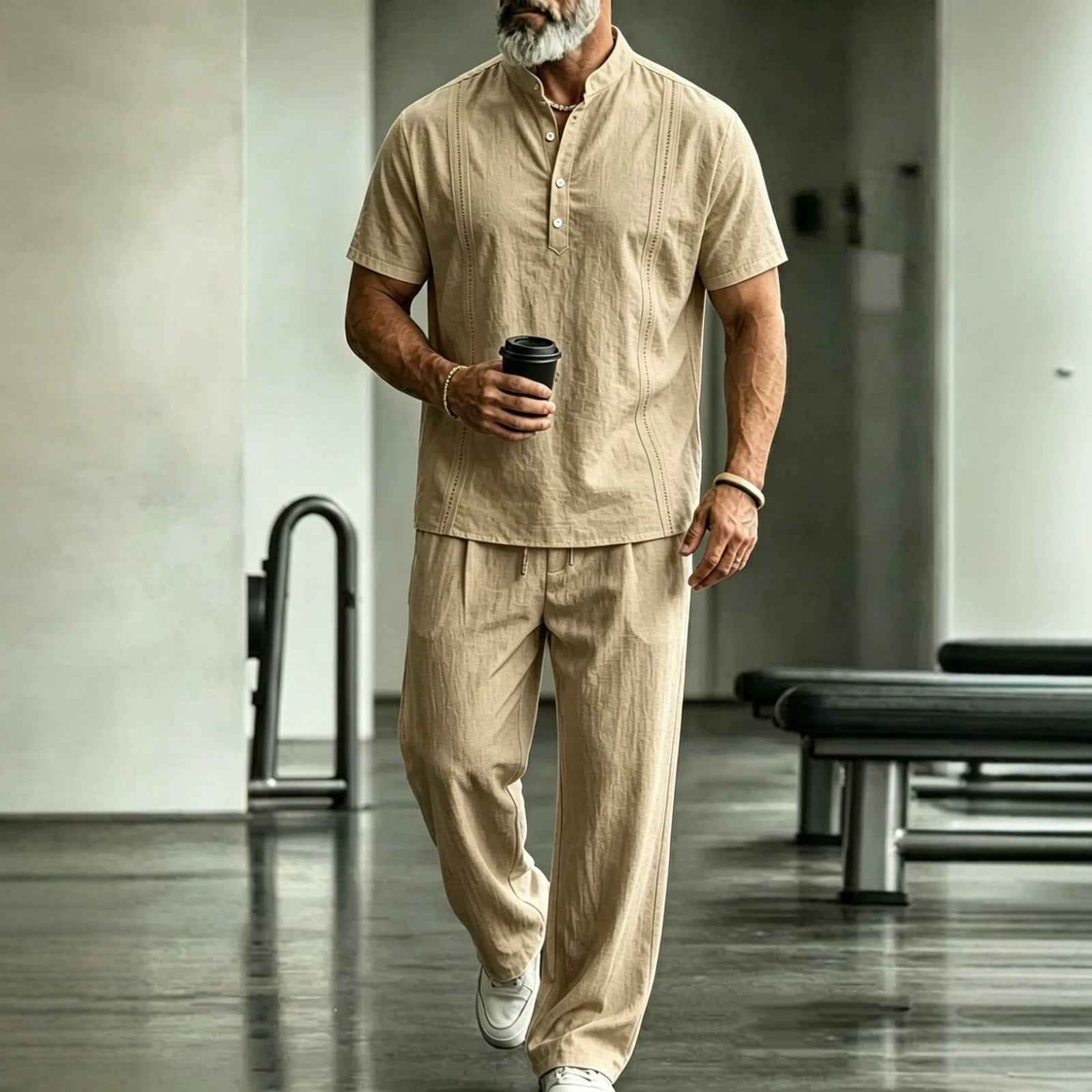 Men's 2-Piece Casual Short-Sleeve Shirt and Pants Set | Summer Loungewear & Beach Outfit