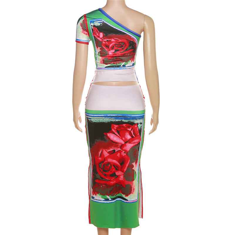 Slim Fit Flowered Skirt Set