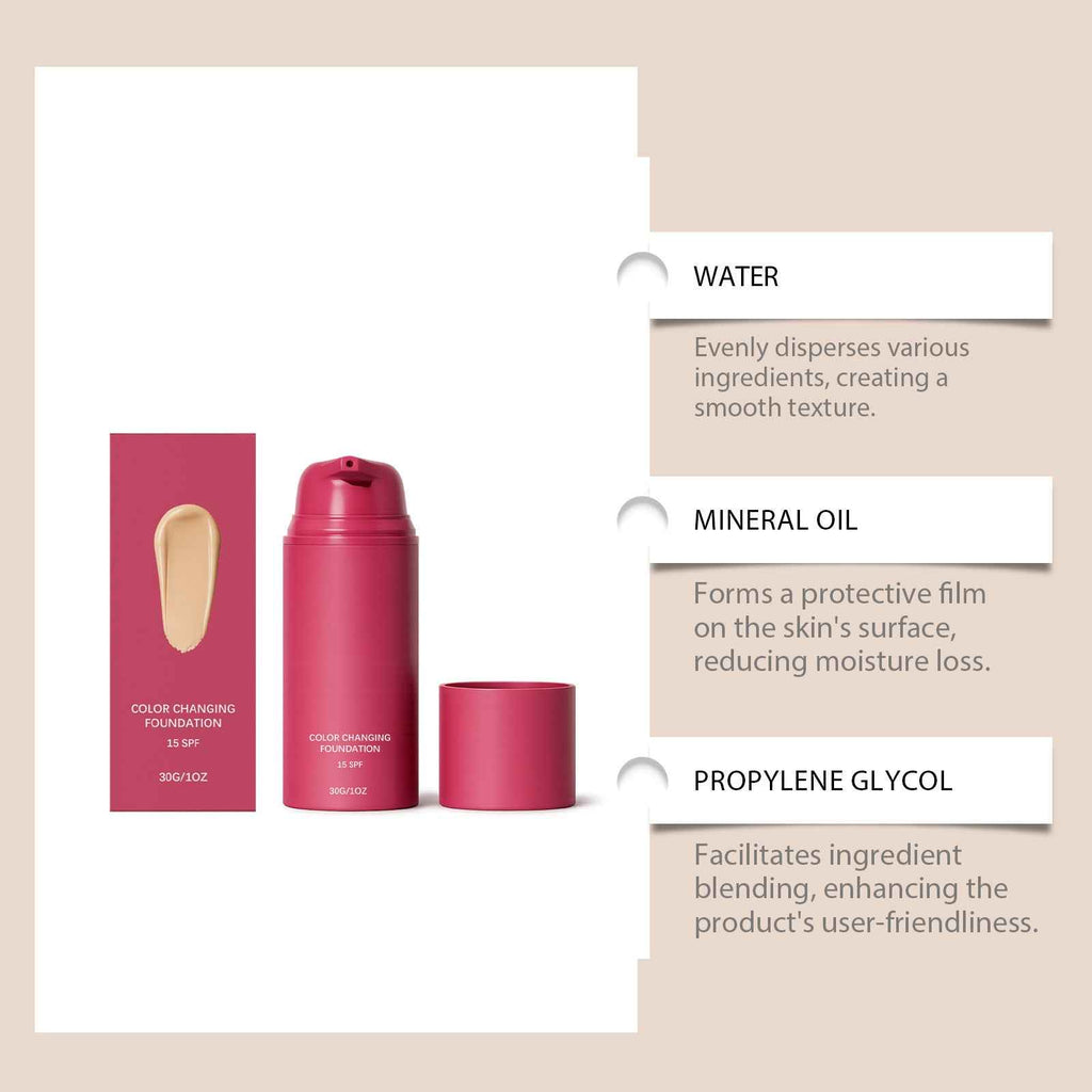 Color-Changing Liquid Foundation SPF 15 | Temperature-Sensitive Toning Makeup (1 oz)