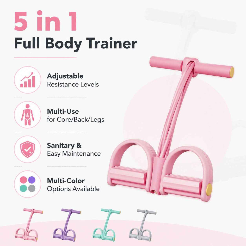Pedal Resistance 6-Tube Band & Foot Puller for Yoga, Stretching, and Full-Body Strength Training