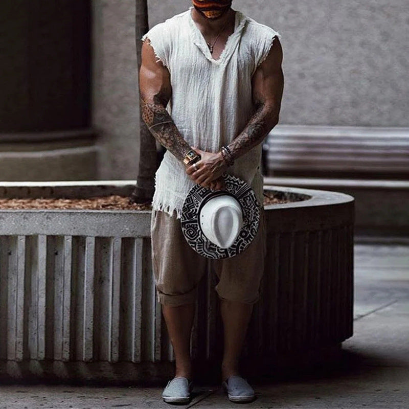 Men's Solid Color Short Sleeve Casual Sleeveless - Shop NCLC