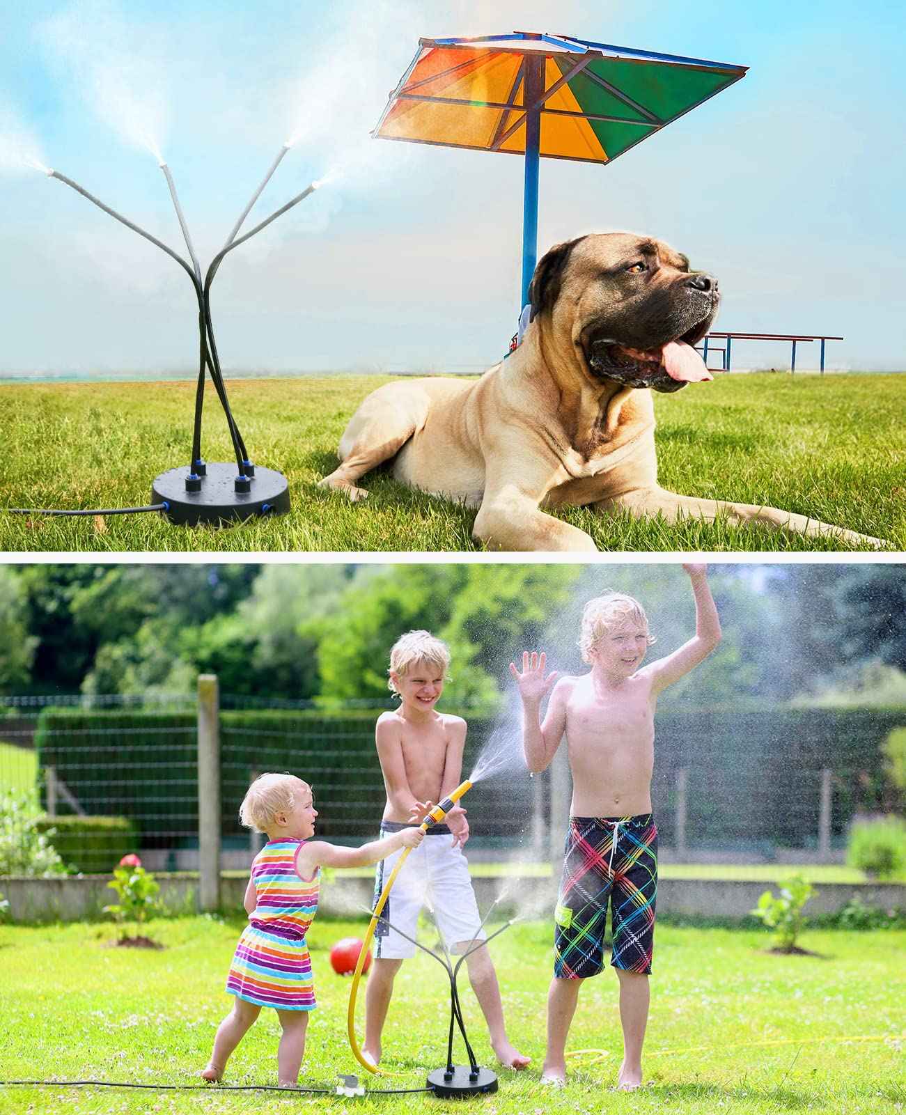 Adjustable Standing Misting System for Outside Patio & Garden – Portable Beach & Backyard Water Mister