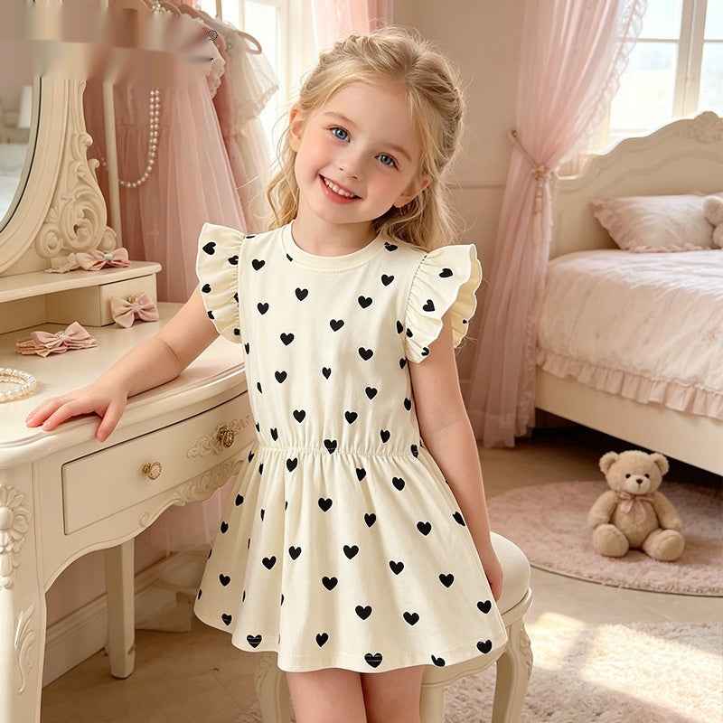 Girls Short-Sleeve A-Line Dress – Casual Summer & Spring Skirt