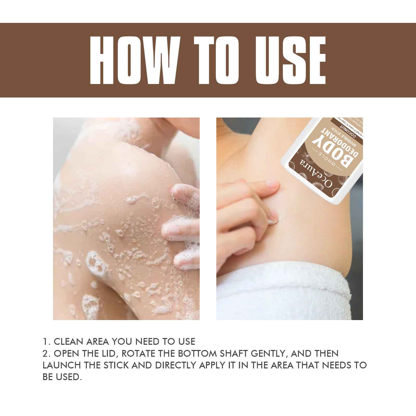 OceAura Whole Body Deodorant Stick – Clean Armpit Sweat Odor & Refreshing Protection